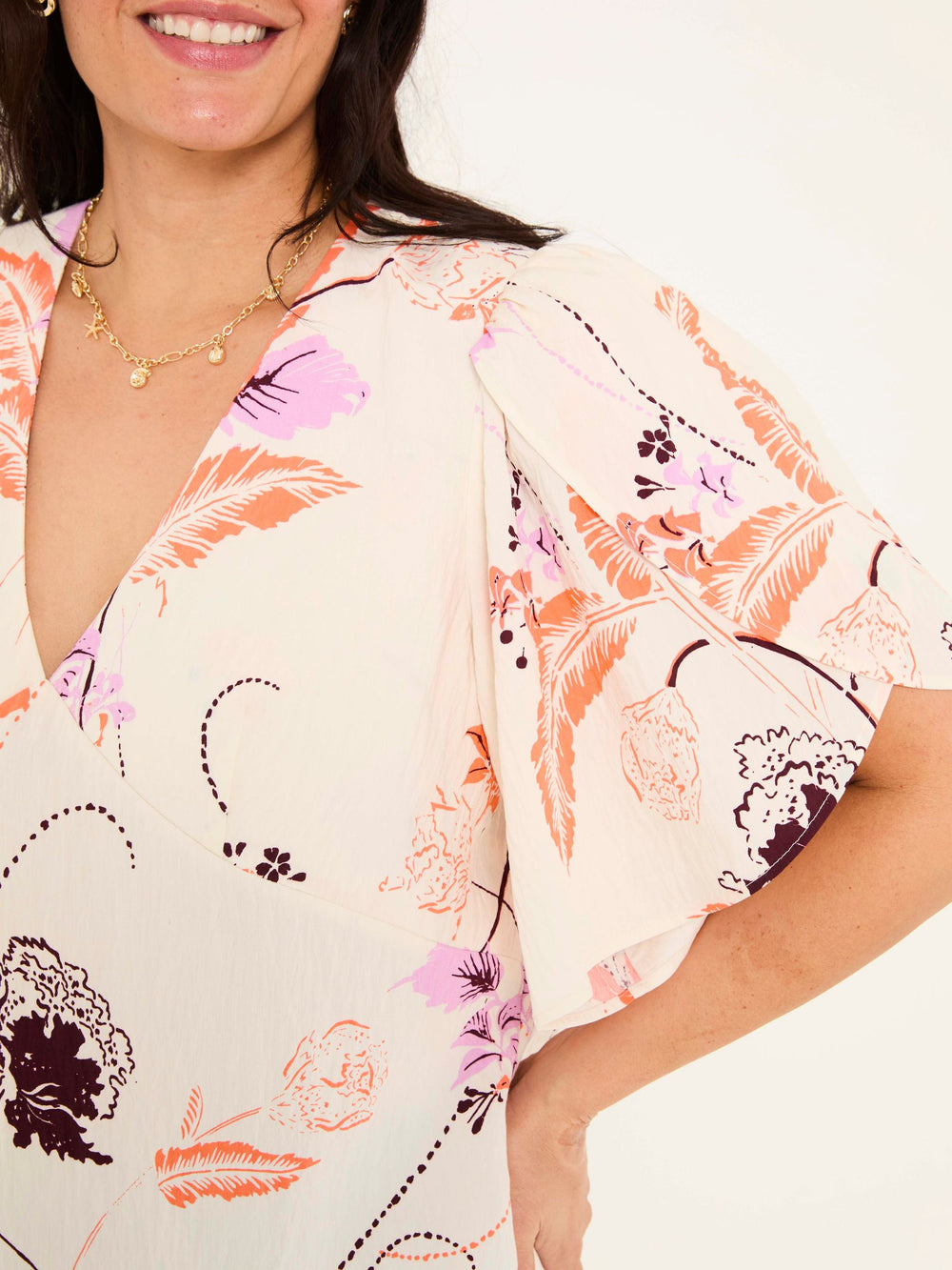 Isla Ivory Flute Sleeve Top