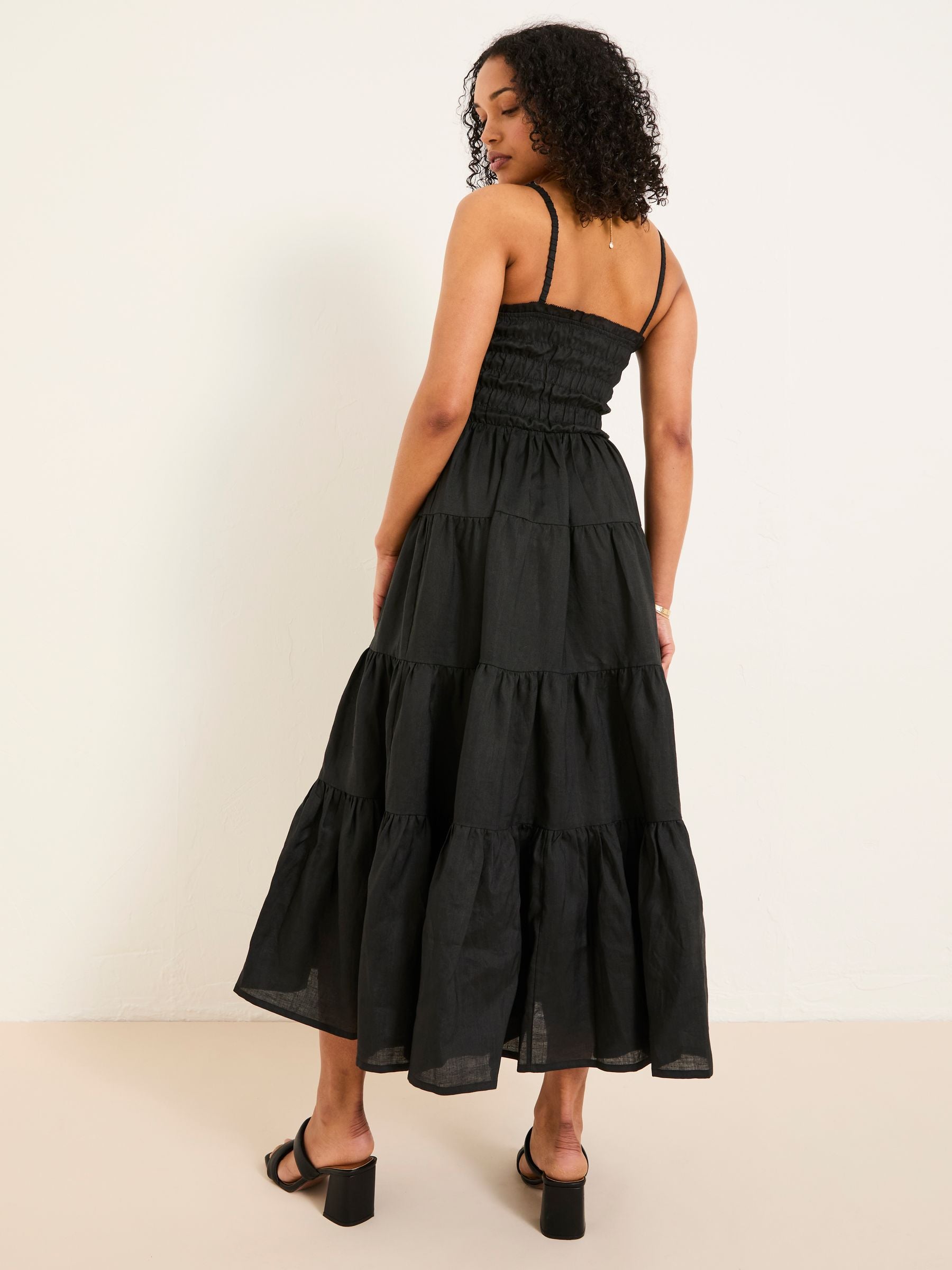 Adeline Black Tiered Strappy Dress