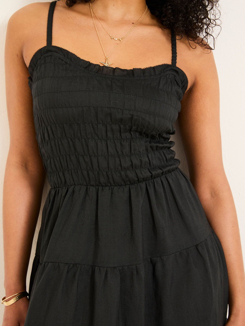 Adeline Black Tiered Strappy Dress