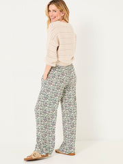 Multi Vine Floral Shirred Palazzo Trousers