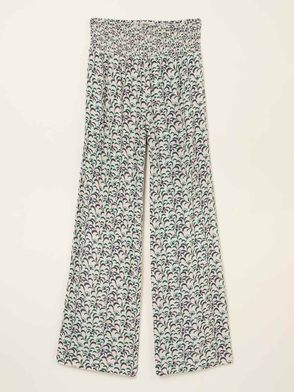 Multi Vine Floral Shirred Palazzo Trousers