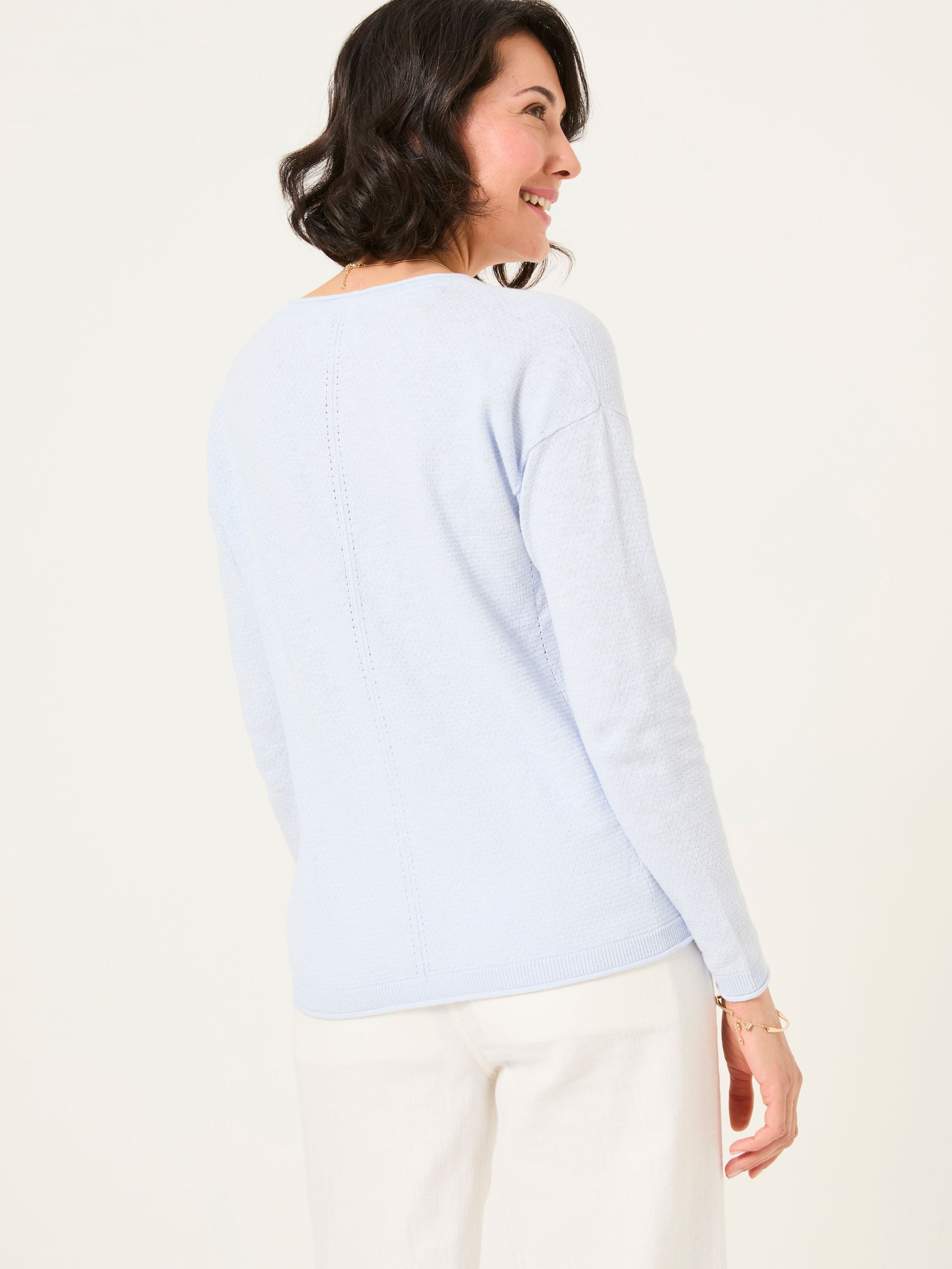 Iris Light Blue V-Neck Knitted Jumper