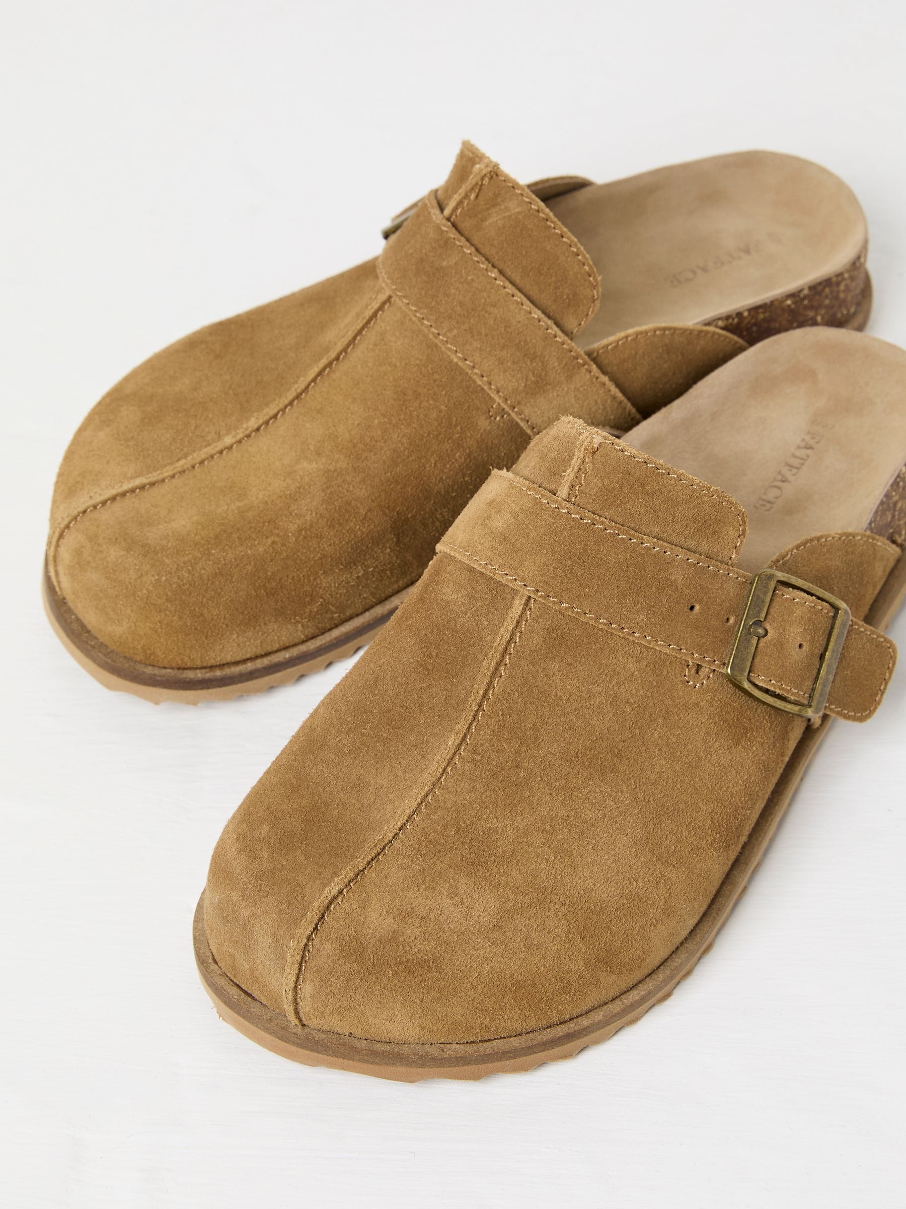 Elda Tan Brown Suede Clogs