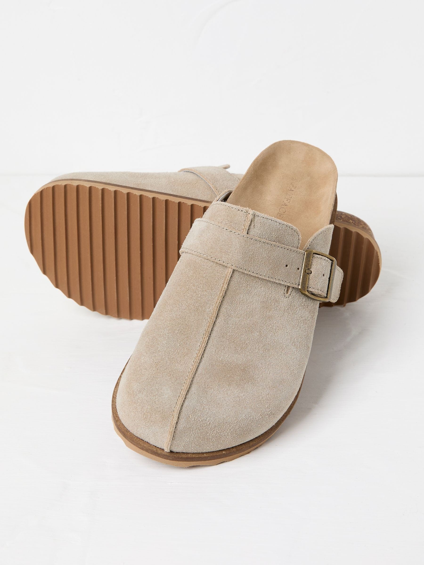 Elda Stone Suede Clogs