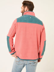 Coral Pink 100% Cotton Airlie Panel Quarter Zip Sweat Top