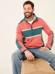 Coral Pink 100% Cotton Airlie Panel Quarter Zip Sweat Top