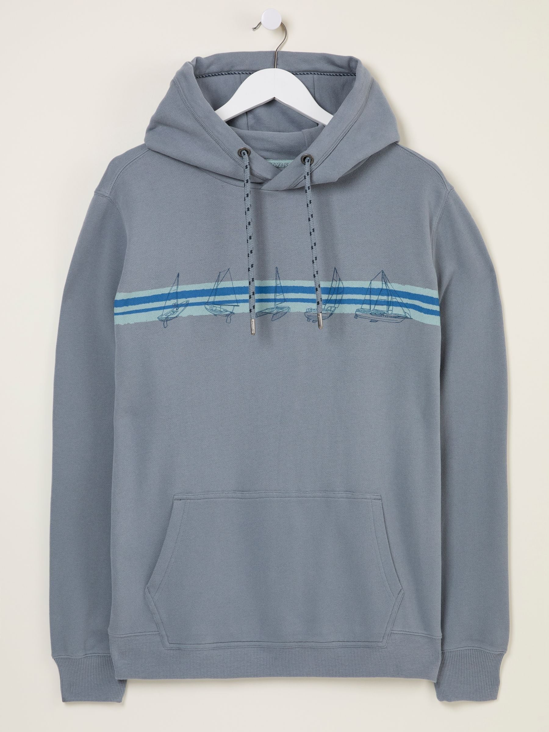 Dusky Blue Boat Graphic Overhead Hoody