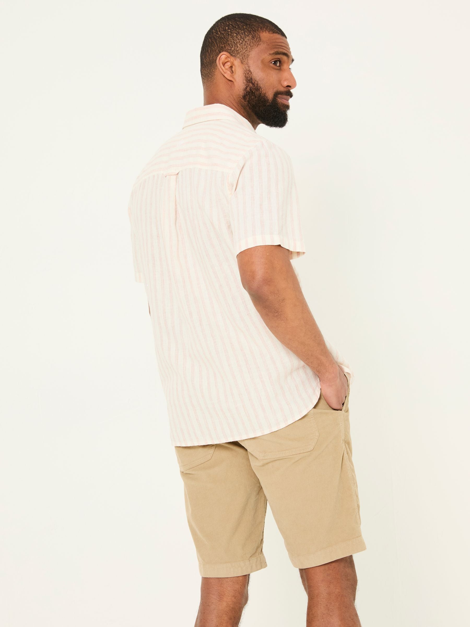 Orange Short Sleeve Fine Stripe Shirt