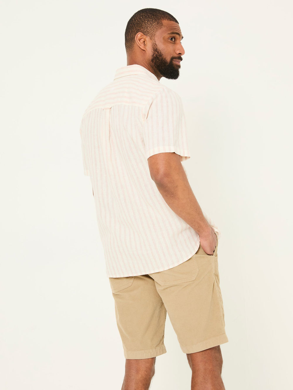 Orange Short Sleeve Fine Stripe Shirt