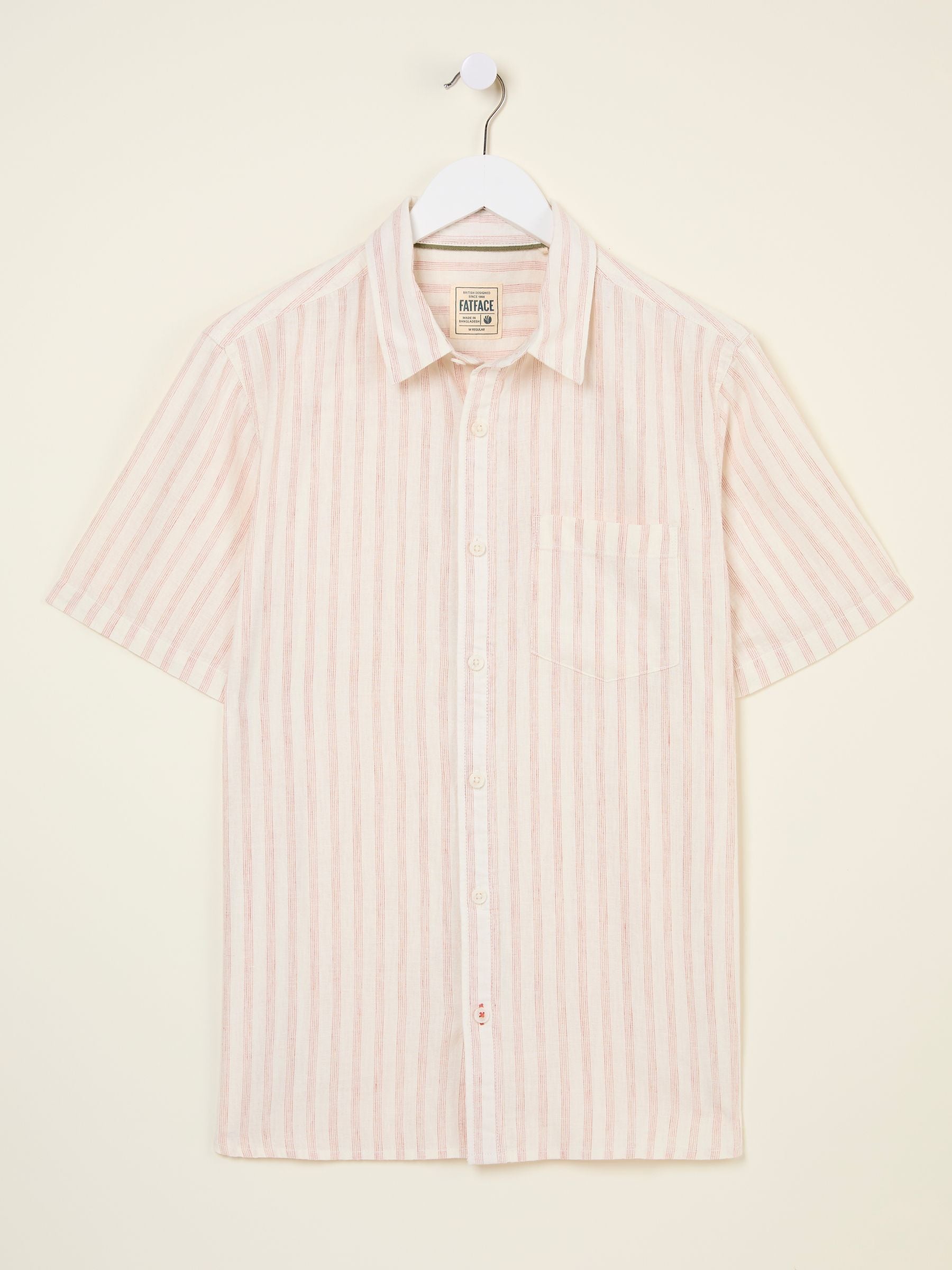 Orange Short Sleeve Fine Stripe Shirt