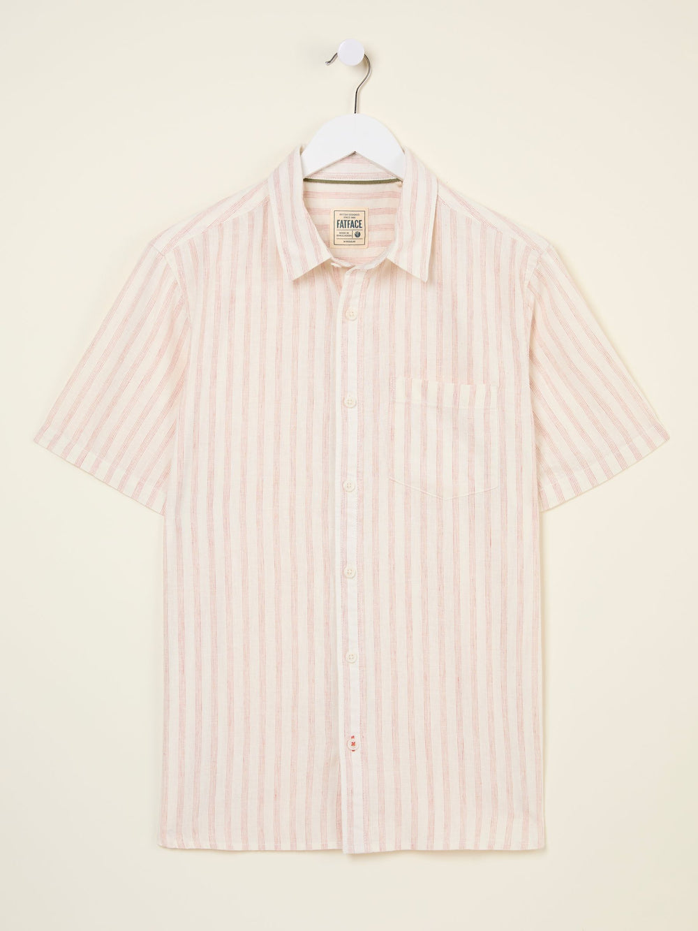 Orange Short Sleeve Fine Stripe Shirt