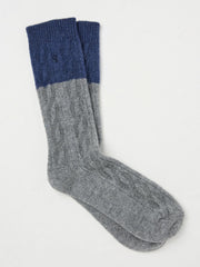 Grey Cashmere Blend Cable Socks