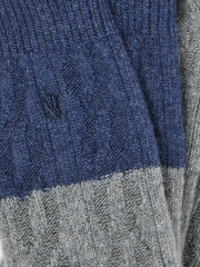 Grey Cashmere Blend Cable Socks