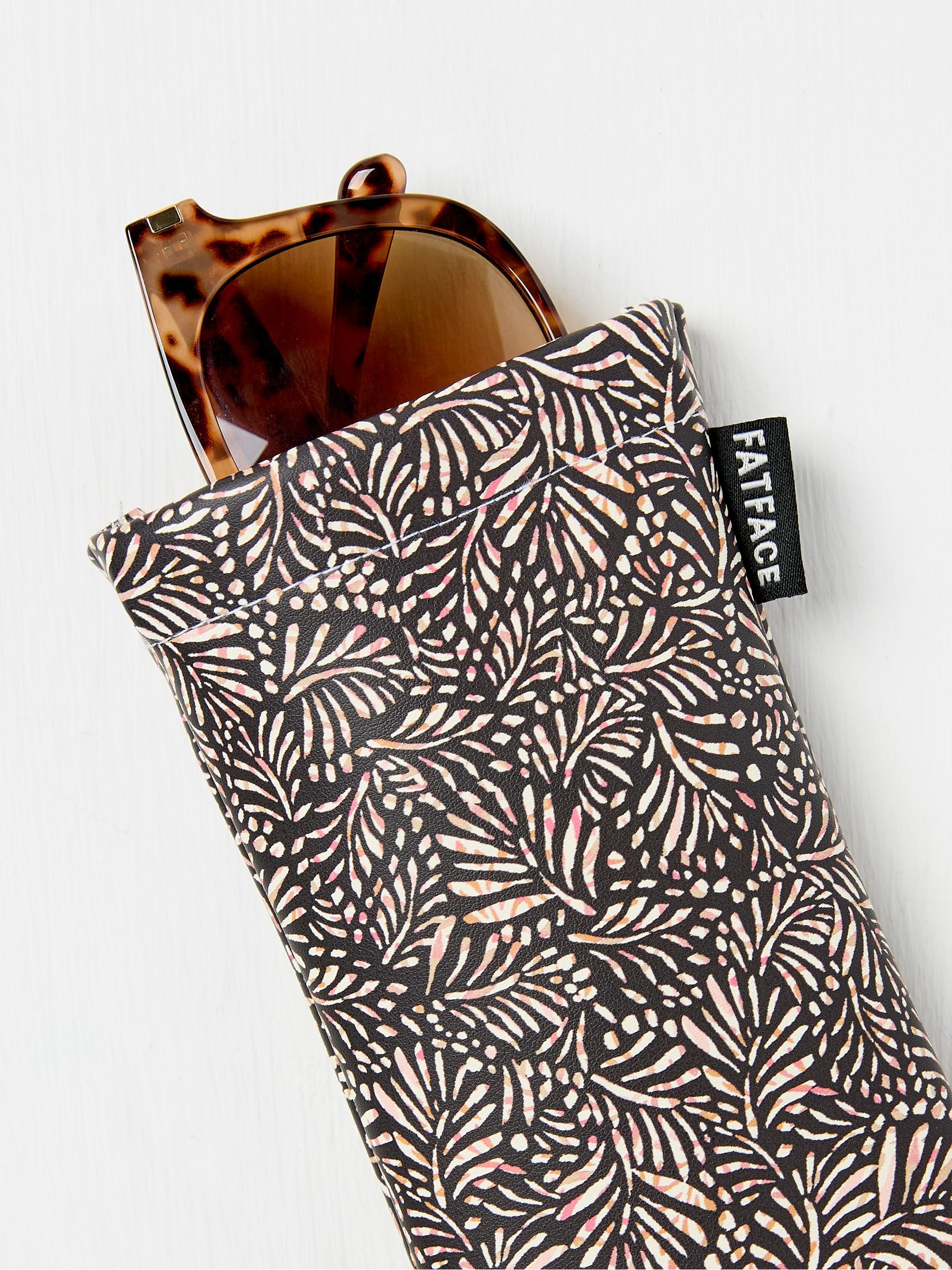 Black Leaf Print Sunglasses Case