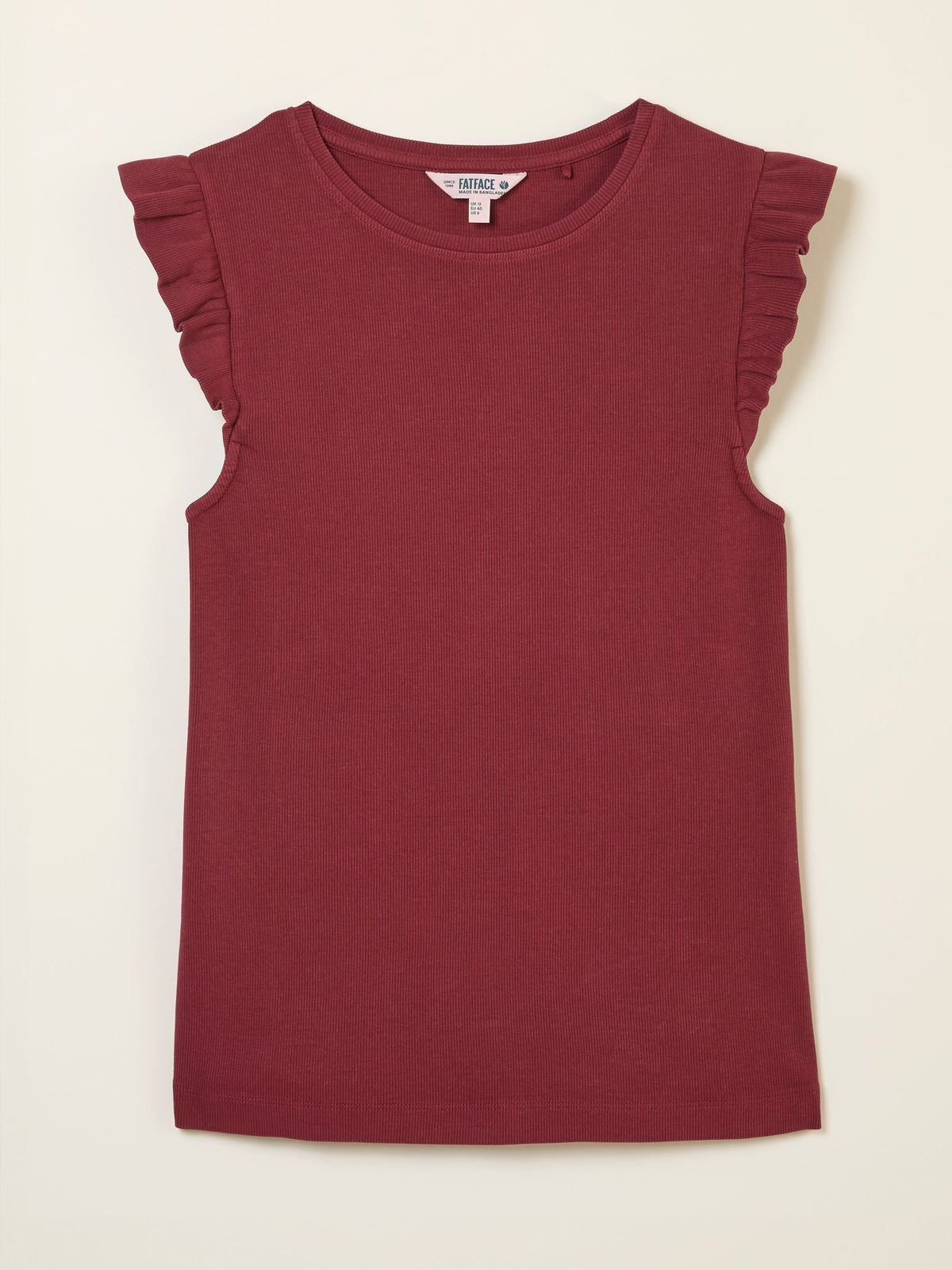 Burgundy Red Frill Sleeveless Top