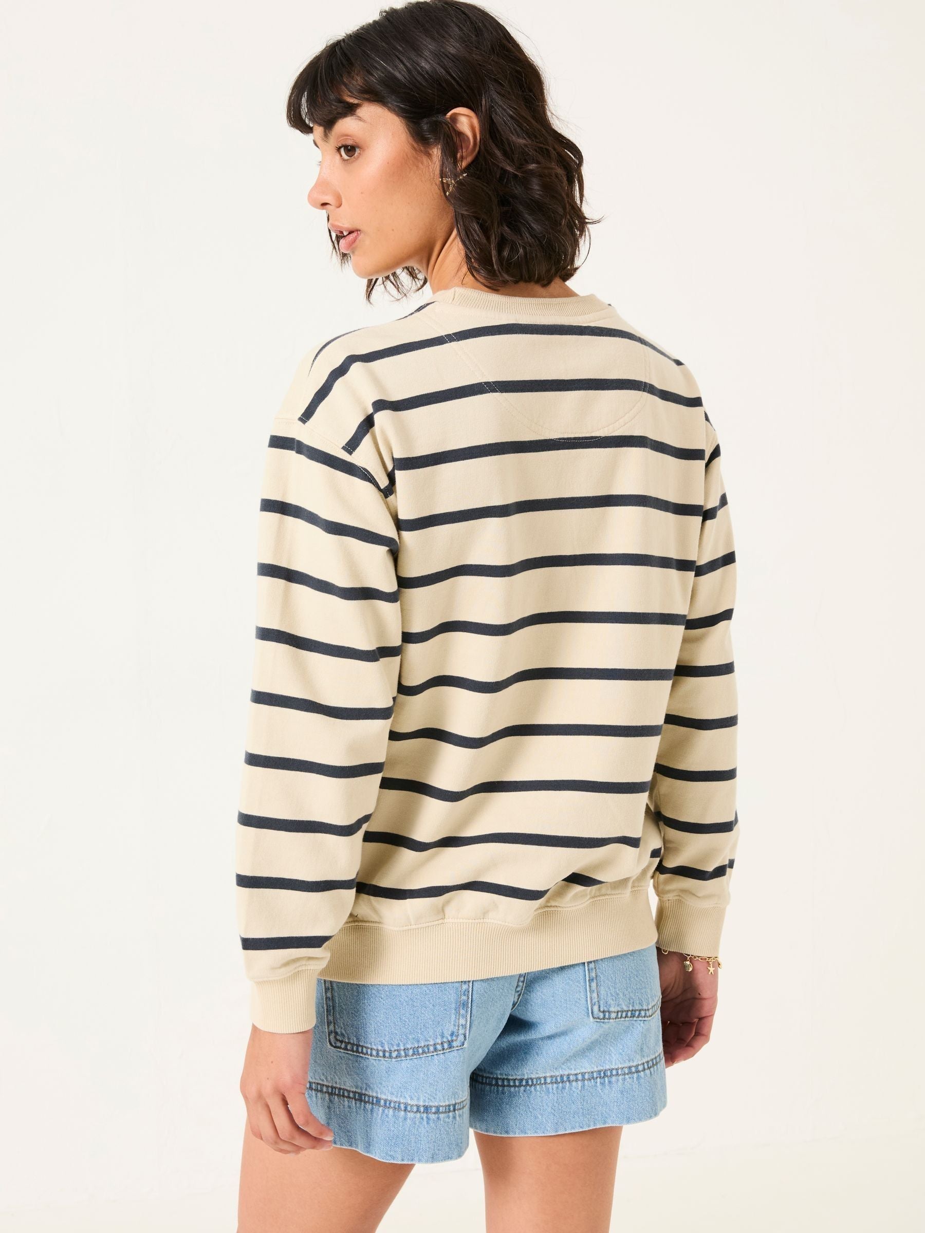 Georgia Ivory Stripe Crew Sweatshirt