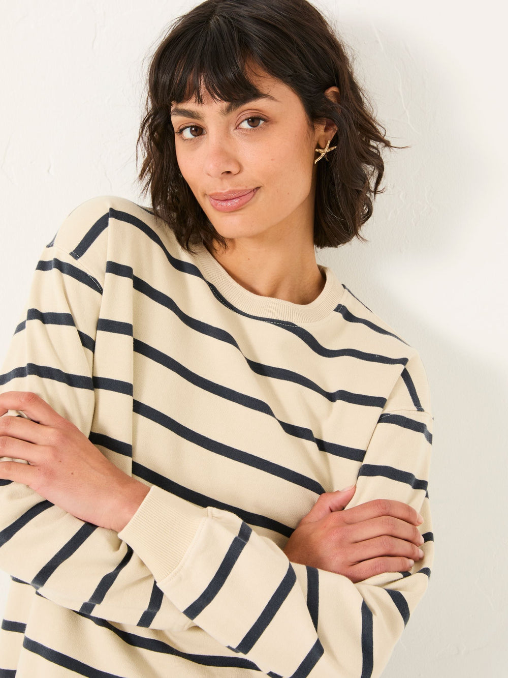 Georgia Ivory Stripe Crew Sweatshirt