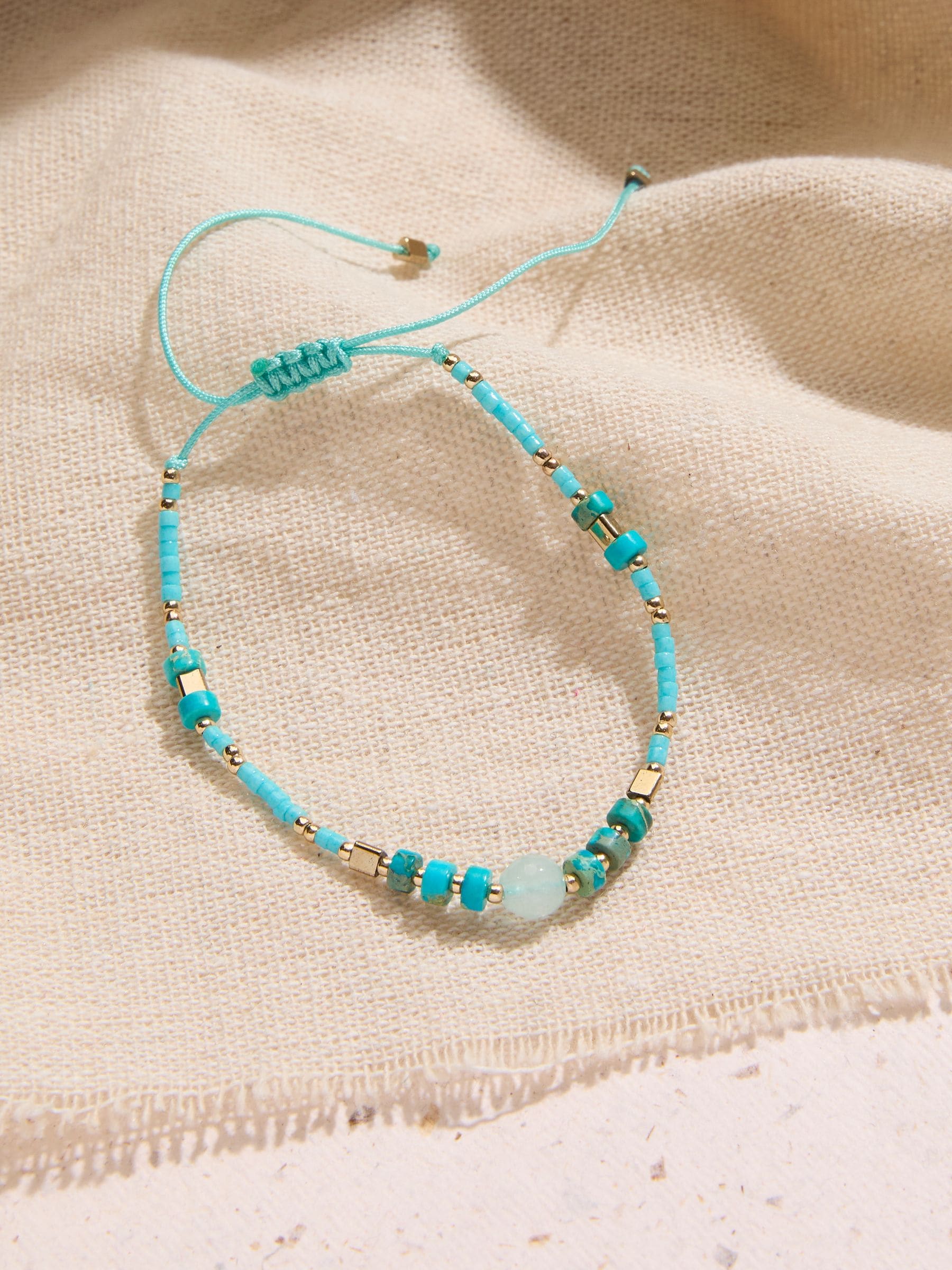 Turquoise Woven Beaded Adjustable Bracelet