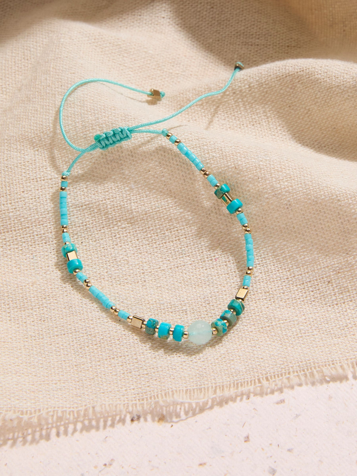 Turquoise Woven Beaded Adjustable Bracelet