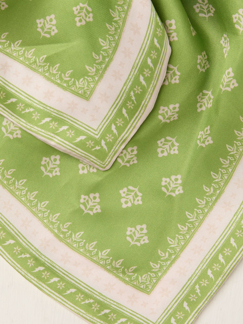 Green Printed Tie Scrunchie