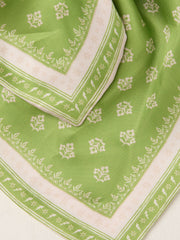 Green Printed Tie Scrunchie
