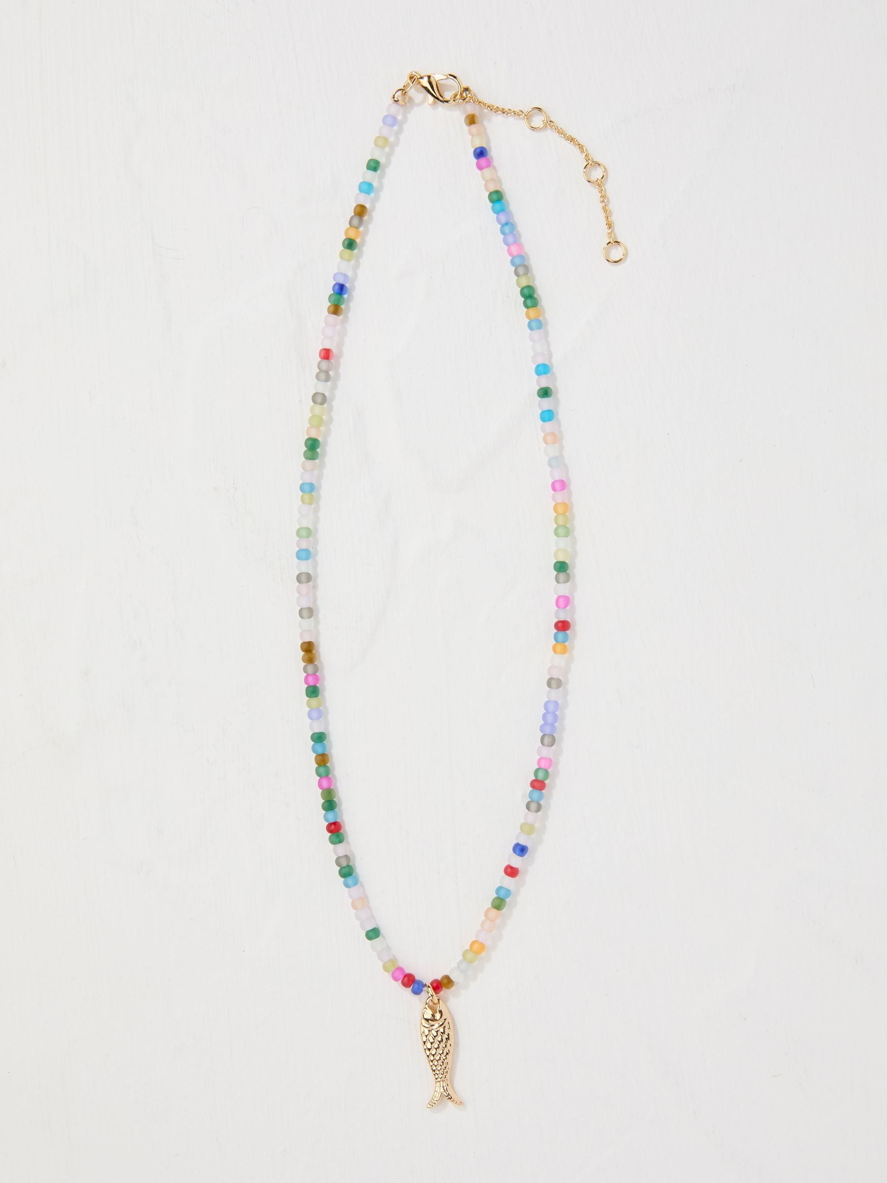 Multi Fish Pendant Beaded Necklace