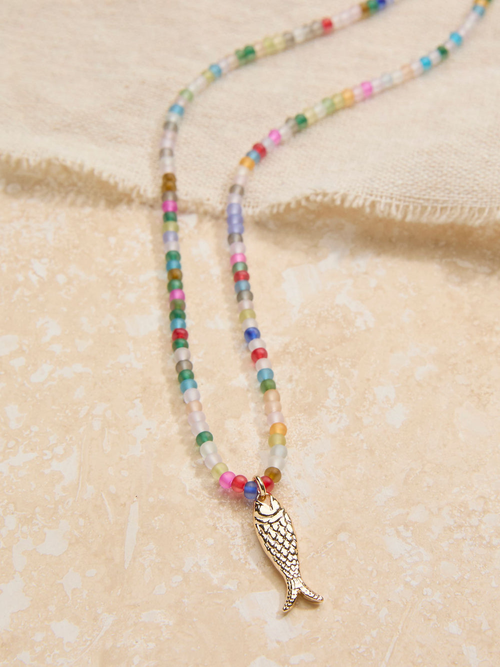 Multi Fish Pendant Beaded Necklace