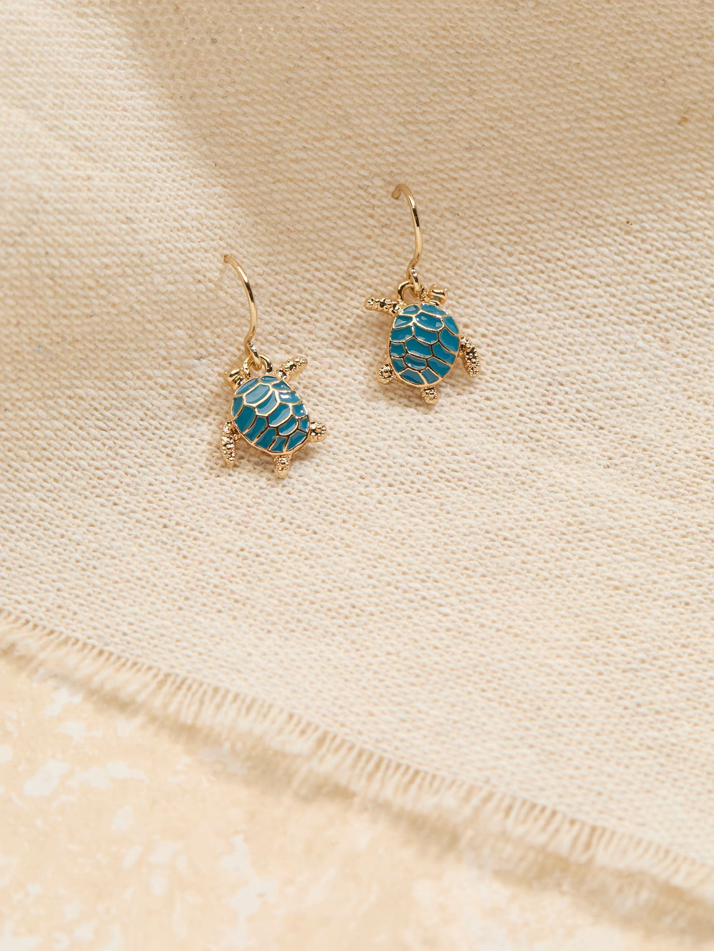 Teal Blue Turtle Drop Earrings