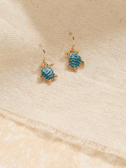 Teal Blue Turtle Drop Earrings