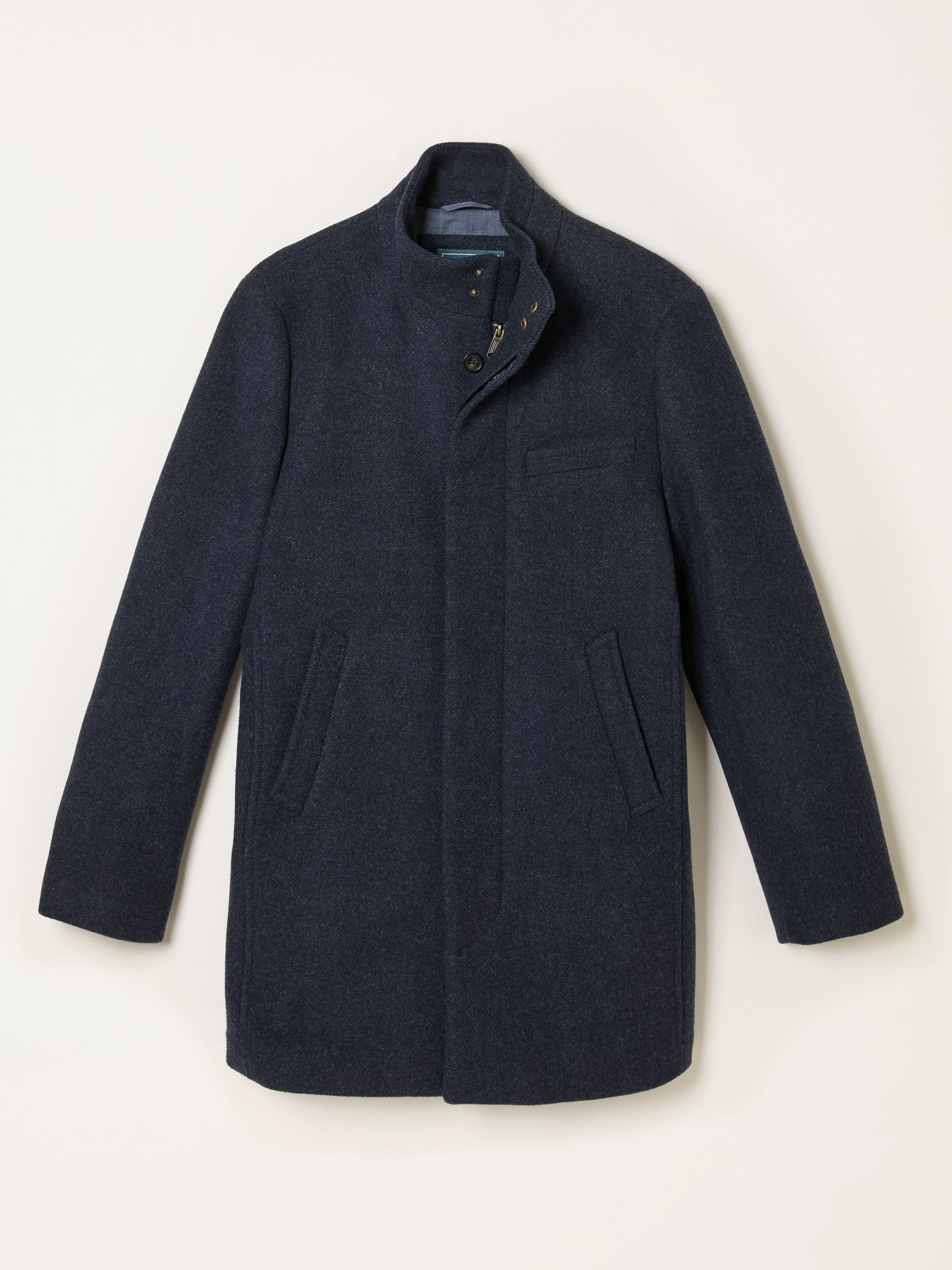 Pendeen Navy Wool Mix Overcoat