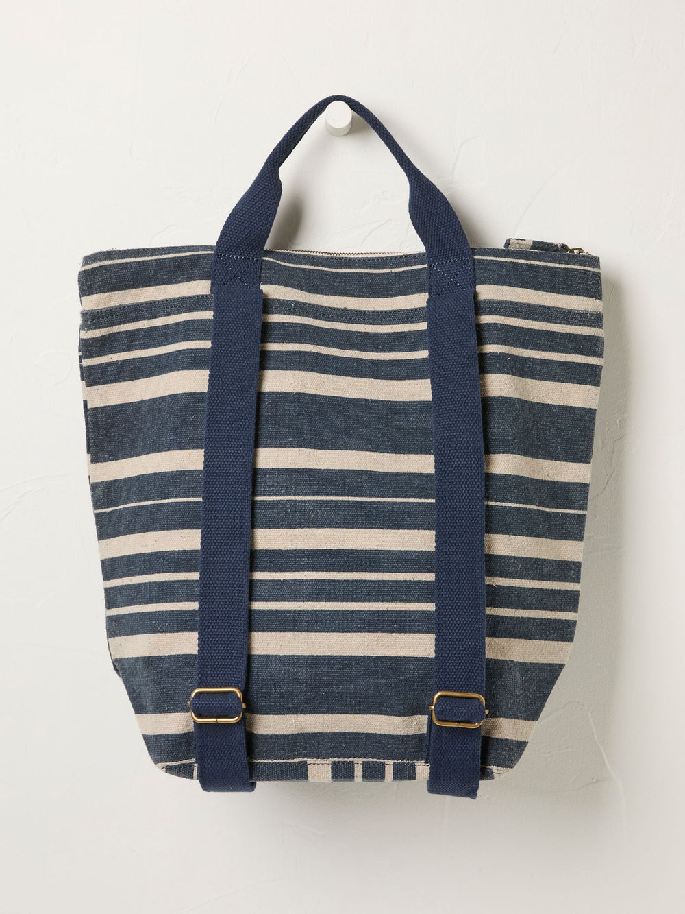 Navy Striped Woven Rucksack