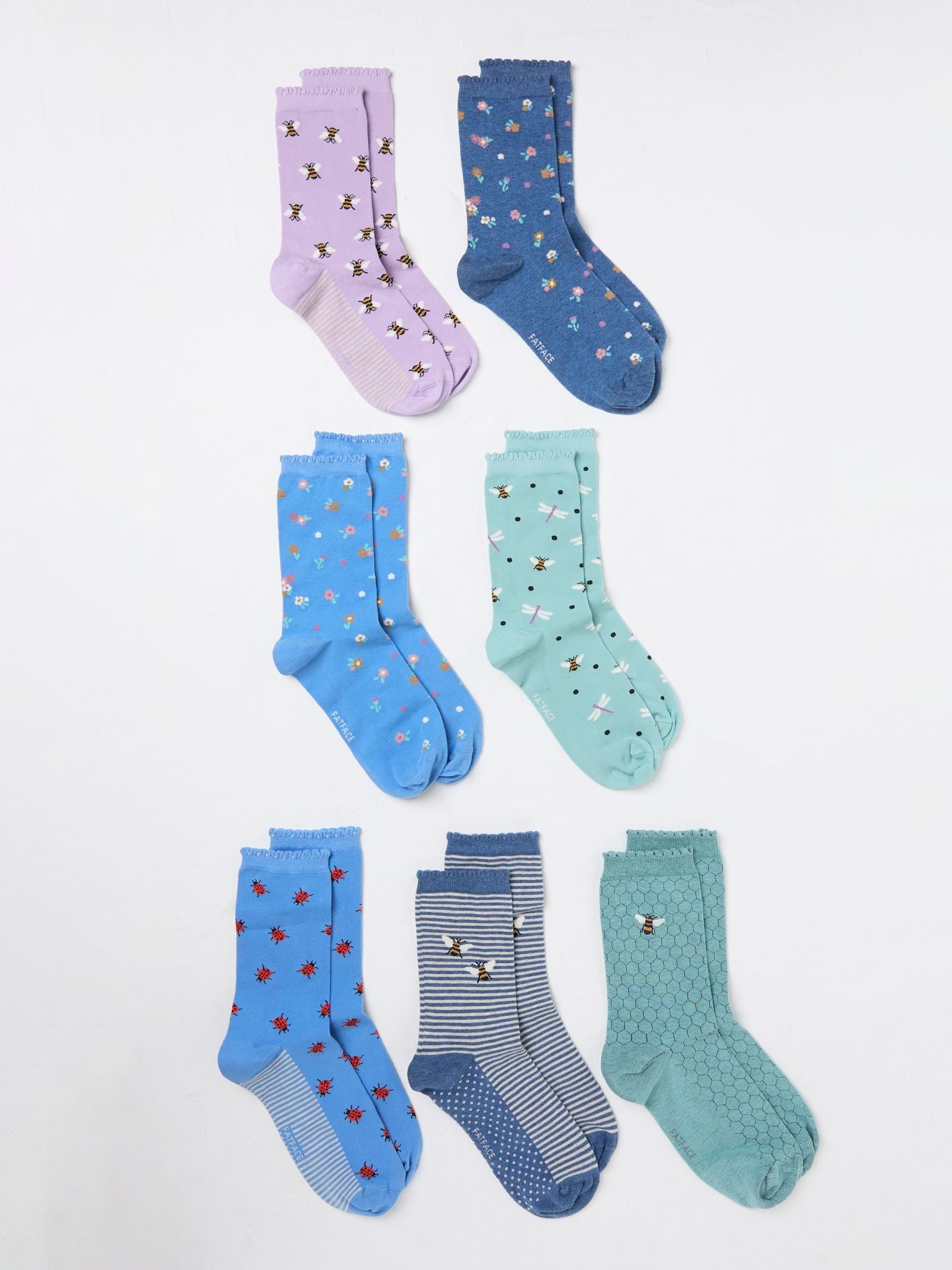 Multi 7 Pairs of Bug Socks