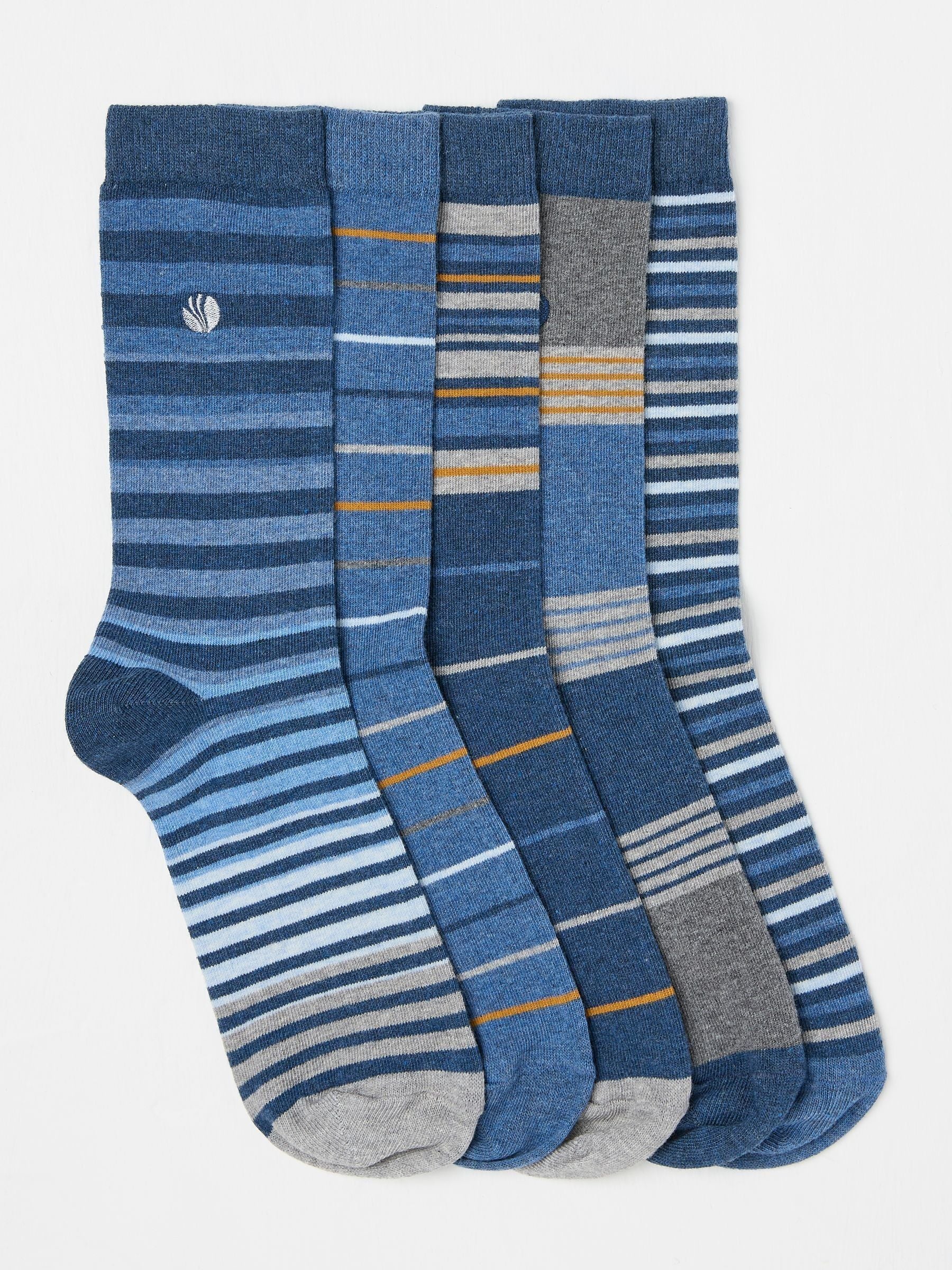 Blue 5 Pack Men's Striped Socks