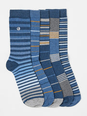 Blue 5 Pack Men's Striped Socks