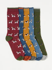 Multi Dogs 5 Pack Men's Socks