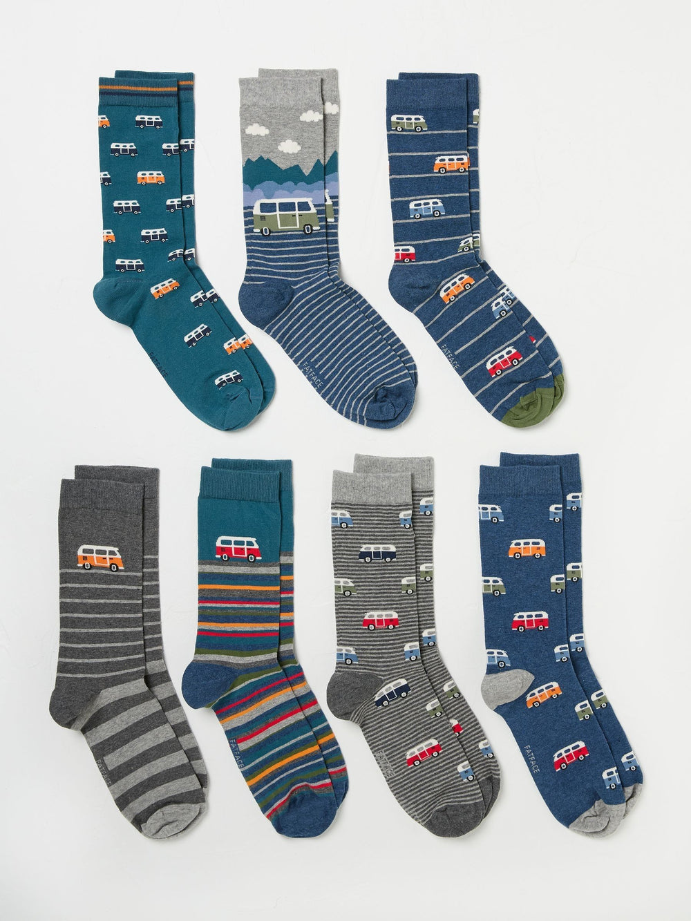 Multi Campervan 7 Pack Men's Socks