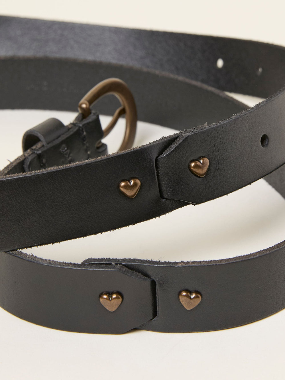 Black Heart Stud Detail Leather Belt
