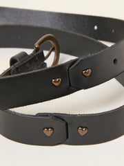 Black Heart Stud Detail Leather Belt