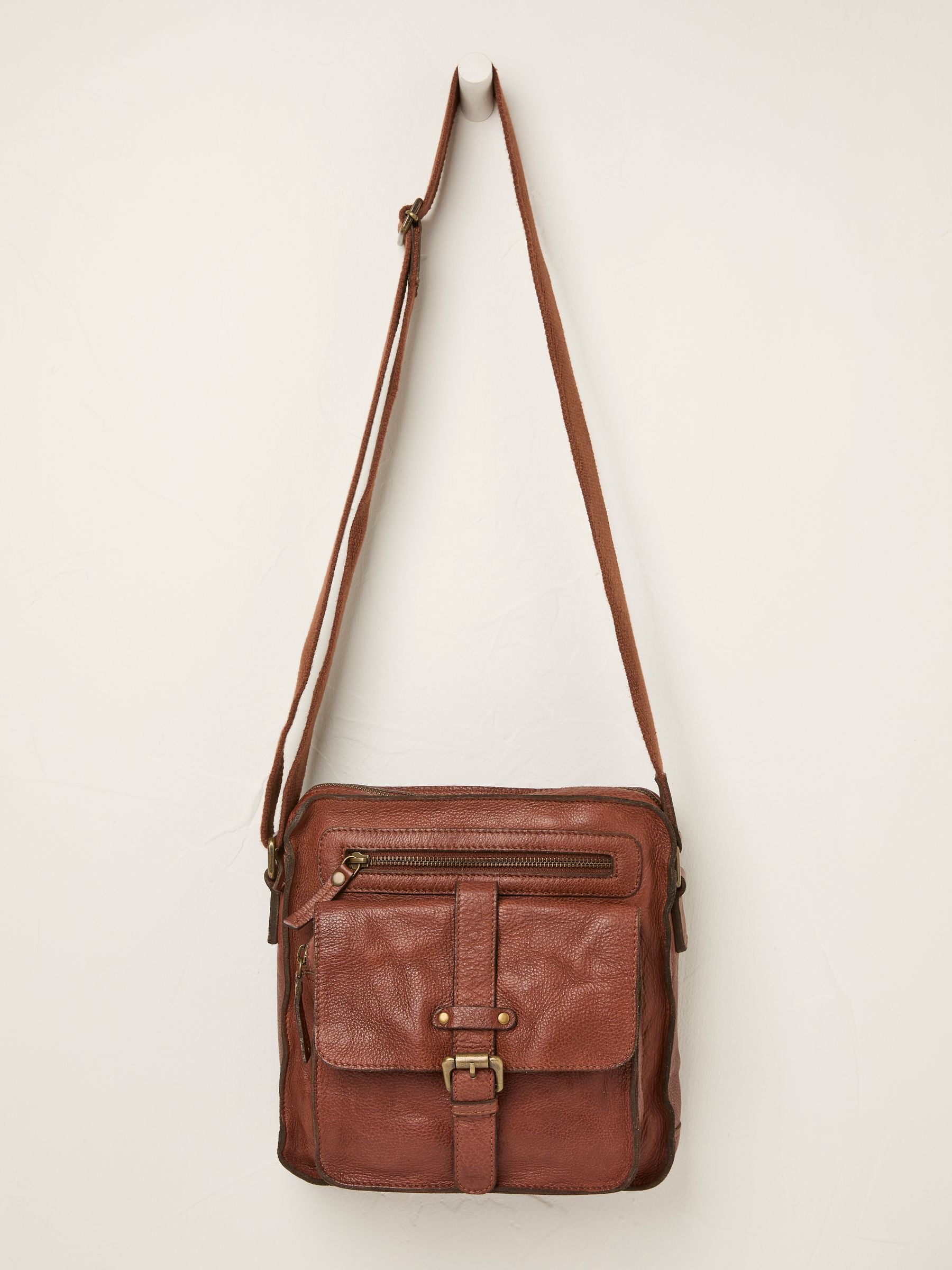 Chestnut Brown Leather Cross-Body Bag