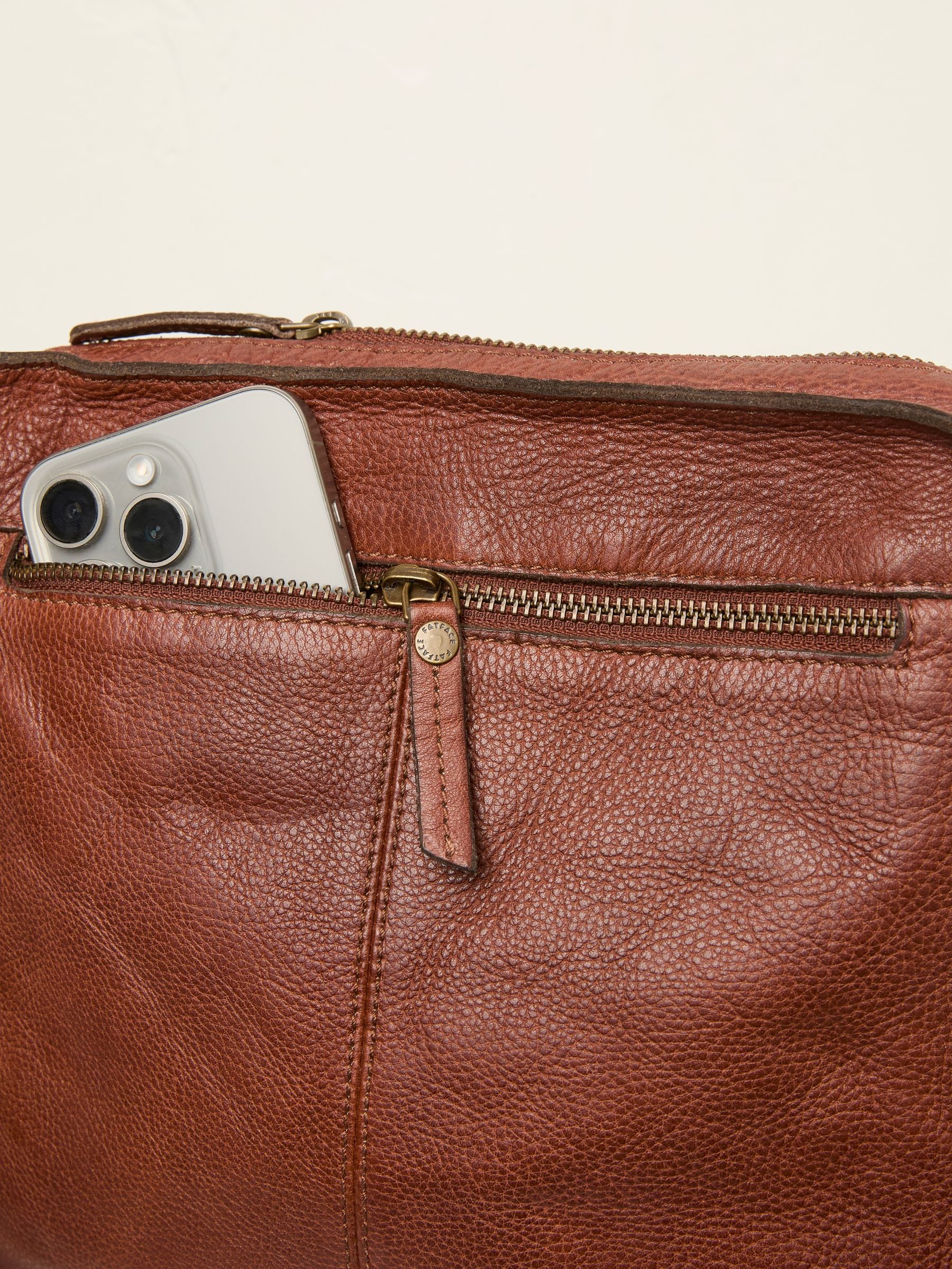 Chestnut Brown Leather Cross-Body Bag