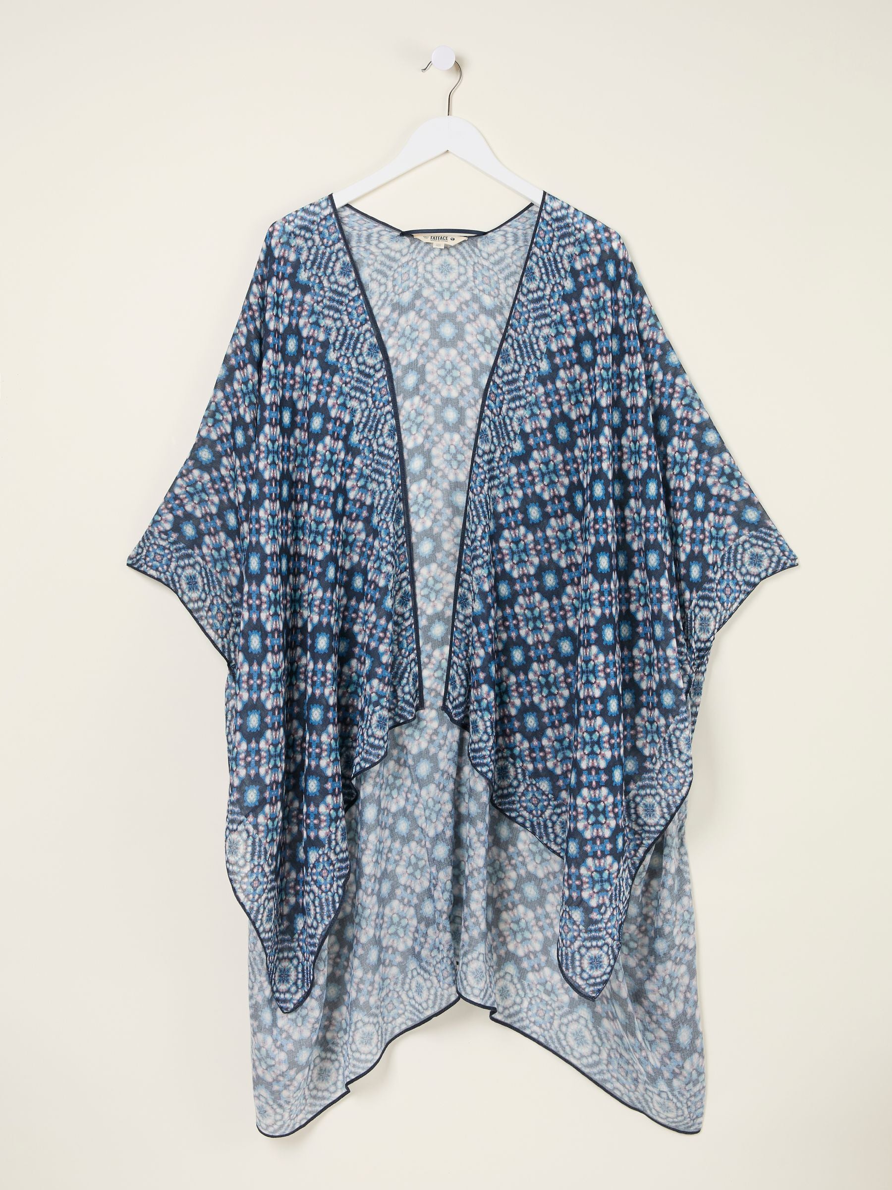 Blue Geometric Printed Kimono