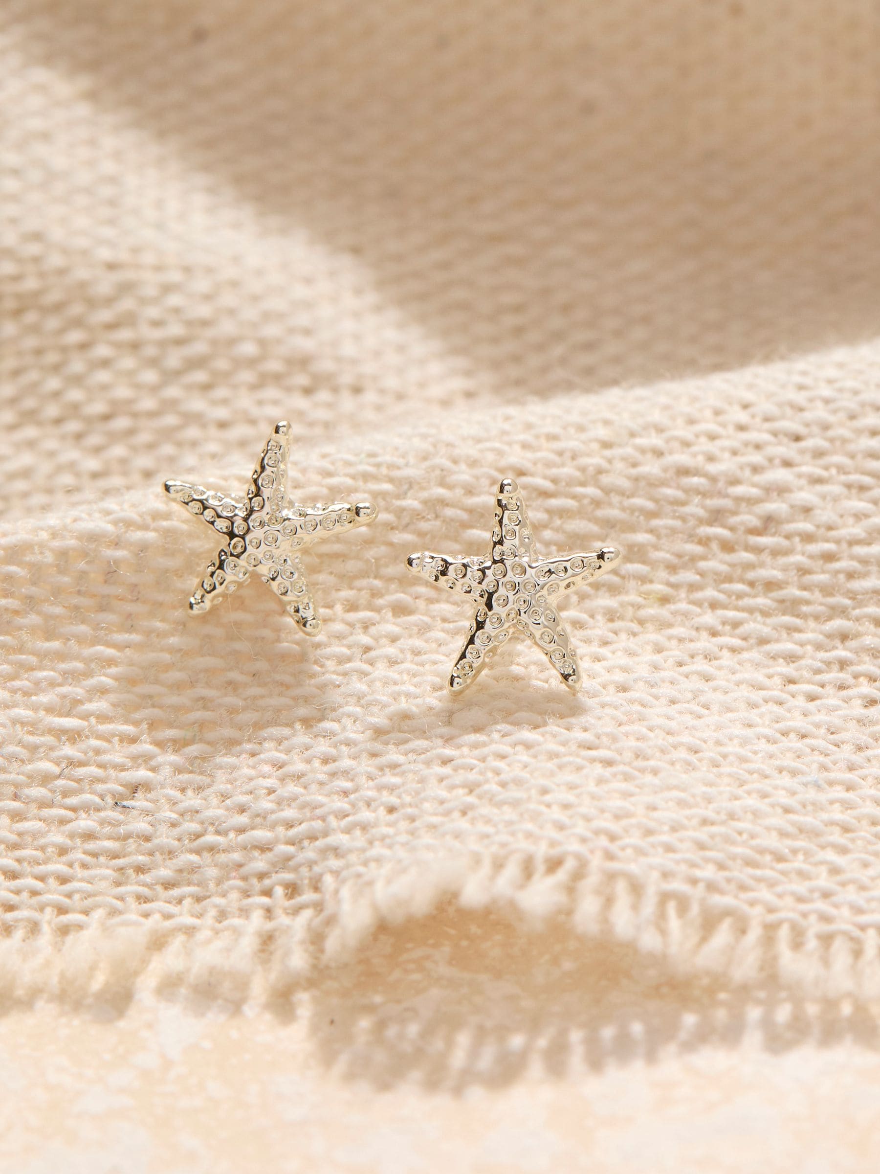 Silver Tone Starfish Stud Earrings