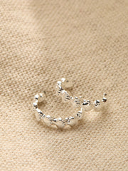 Silver Tone Shell Chain Hoop Earrings