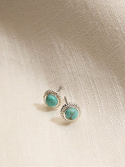 Silver Tone Stone Stud Earrings