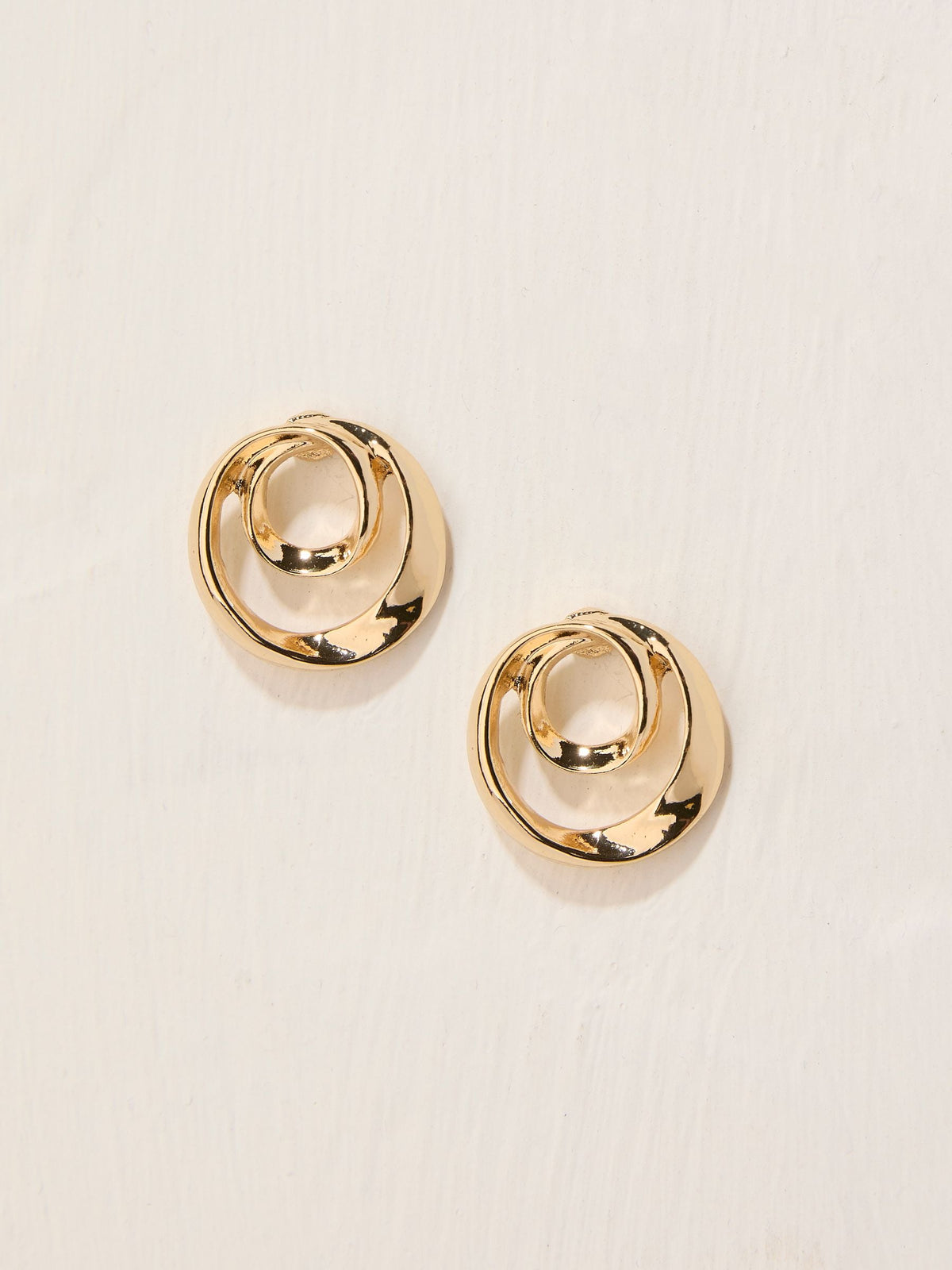 Gold Coloured Large Swirl Stud Earrings