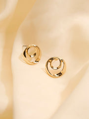Gold Coloured Large Swirl Stud Earrings
