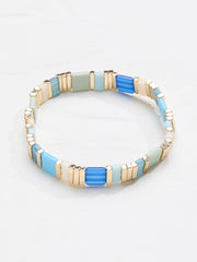 Blue Beaded Stretch Bracelet
