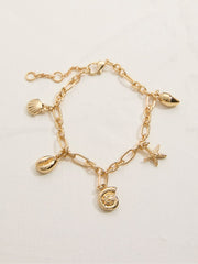 Gold Tone Shell Charm Bracelet