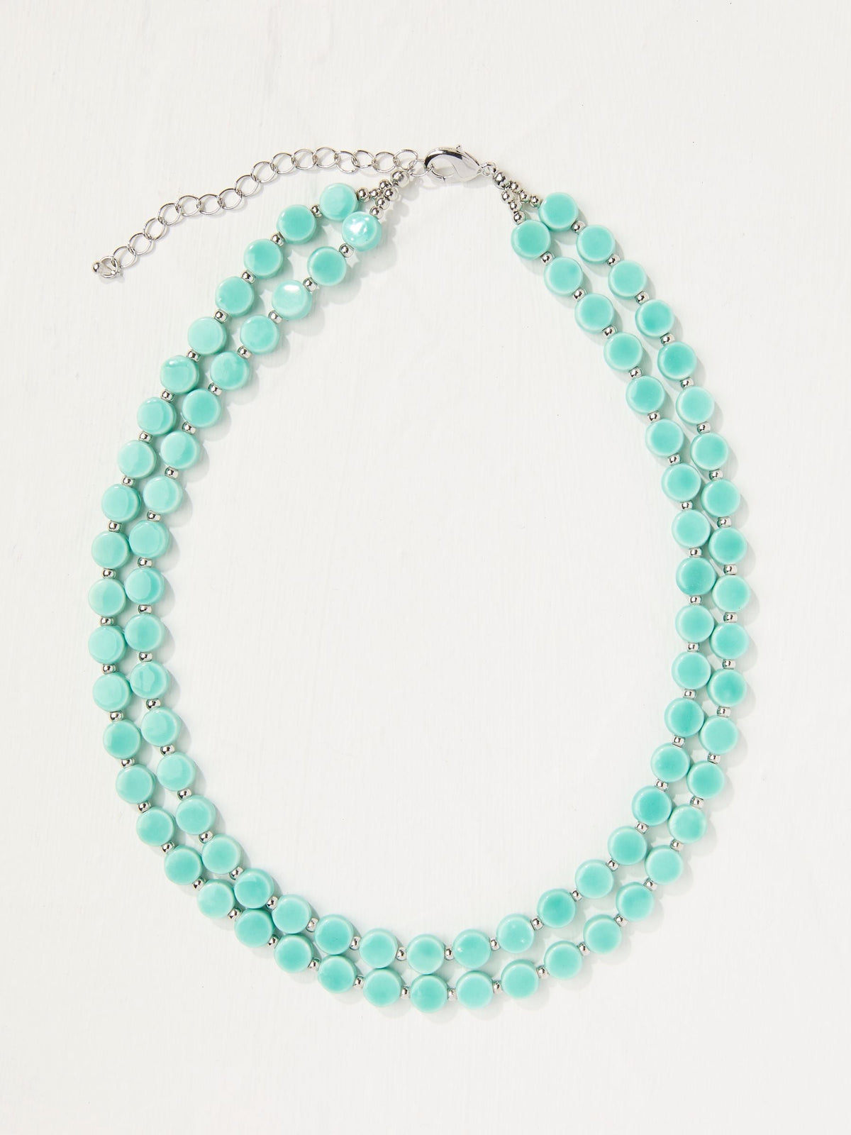 Turquoise Blue Double Layered Beaded Necklace