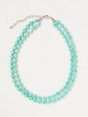Turquoise Blue Double Layered Beaded Necklace